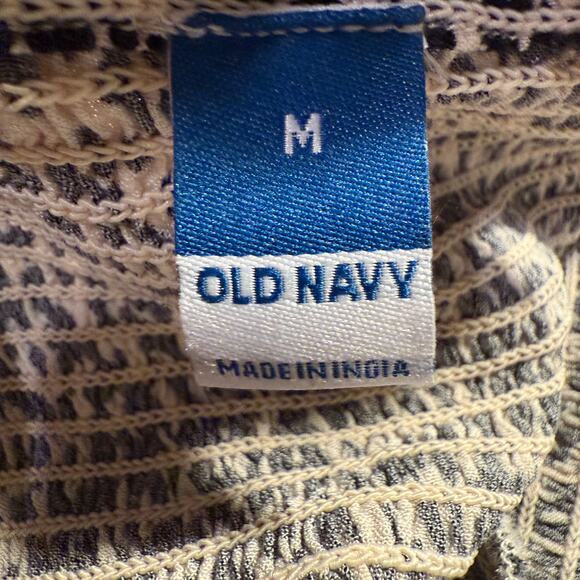 Old Navy Cream Black Fit and Flare Halter Midi Dress Medium Handkerchief Hem - Picture 5 of 8